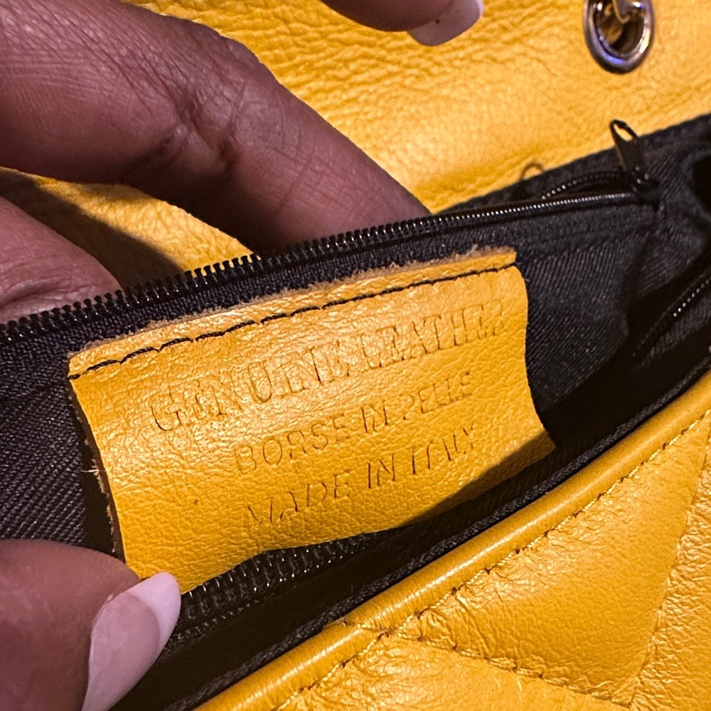Yellow Quilted Chain Shoulder Bag - Picture 7 of 7